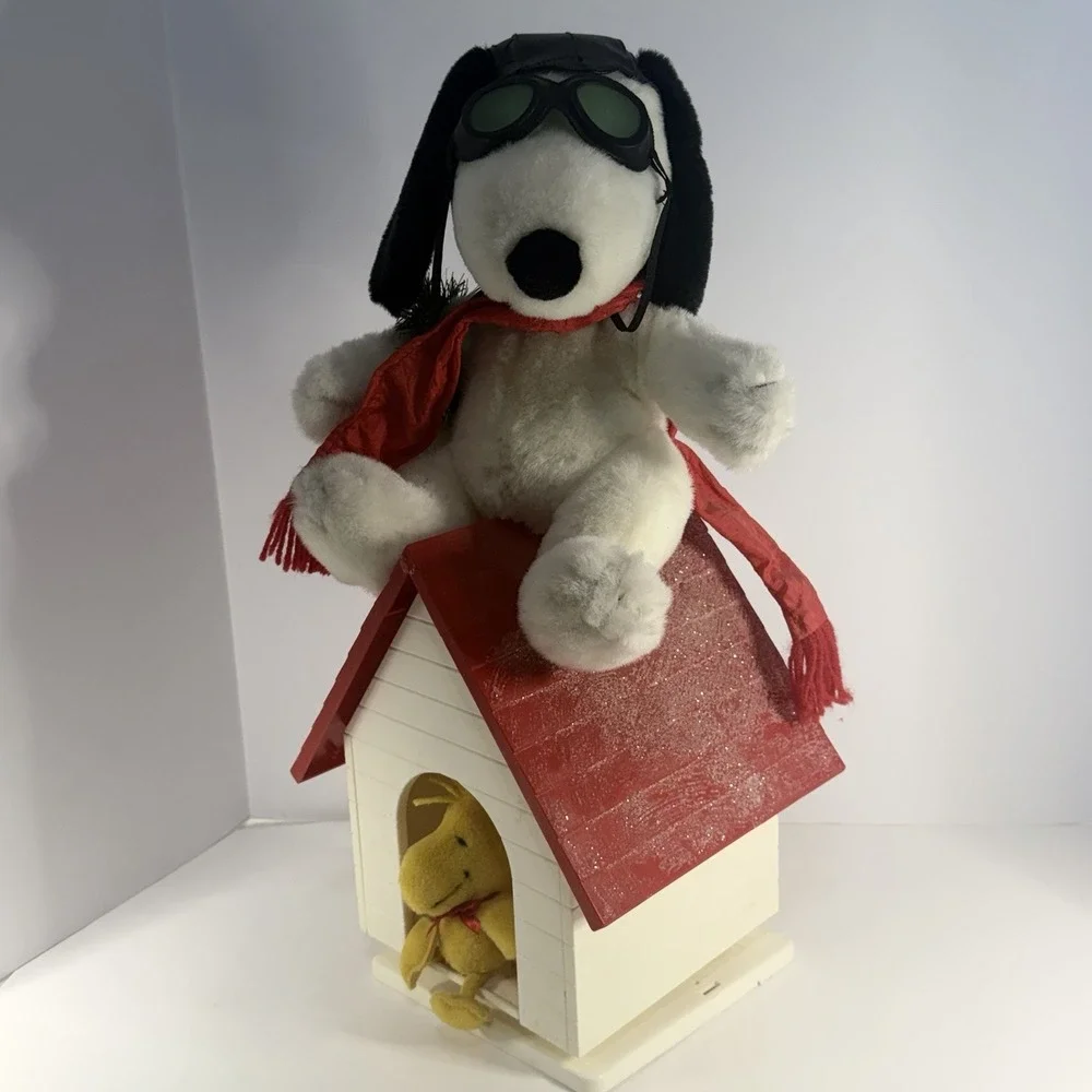 1993 Santa's Best Snoopy Woodstock Christmas Animated Doghouse Peanuts-Untested